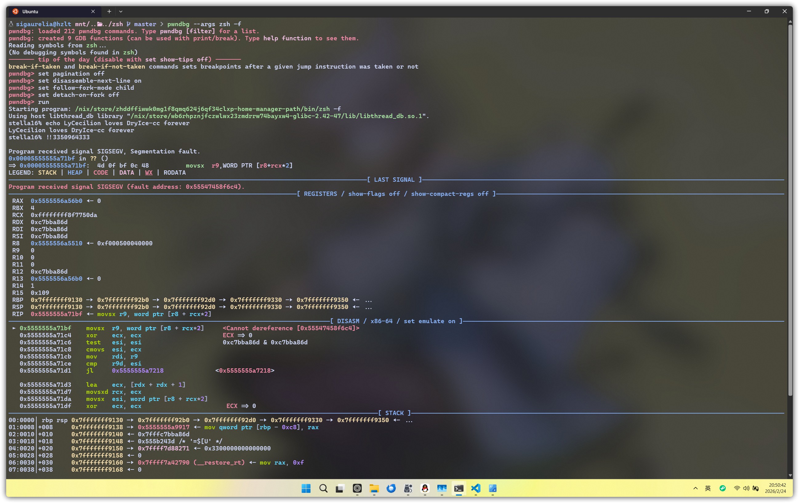 问题在 Nix 分发的 Zsh 上复现